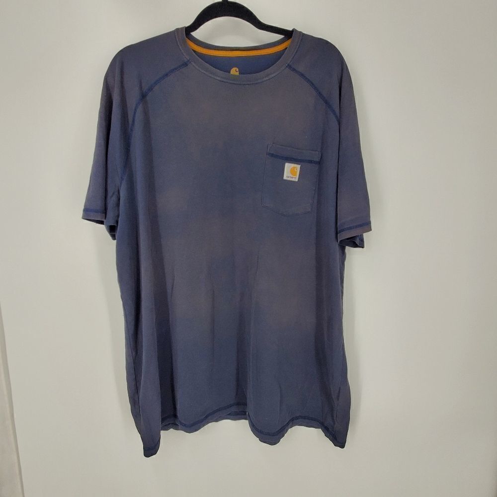 Carhartt Force Blue Relaxed Fit Short Sleeve Crew Neck Front Pocket T-Shirt 2XLT